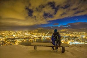 Night view of frozen city