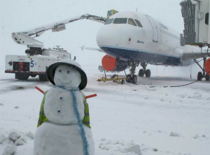 snowman in frozen airport