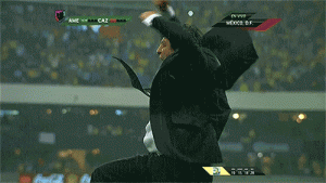 coach celebration wild scary Mexican football soccer leagu