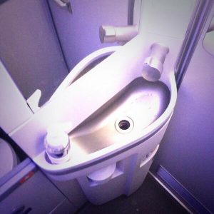 delta airplanes bathroom smaller counter
