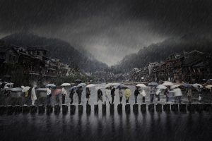 rain in ancient town Chen Li
