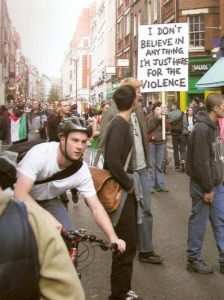 violence protester sign