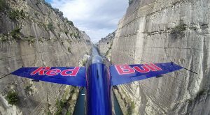 corinth canal greece red bull pilot airplane flying fly