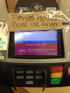broken machine kiosk debit credit cardf reader