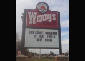 Wendys hiring jobs funny sign