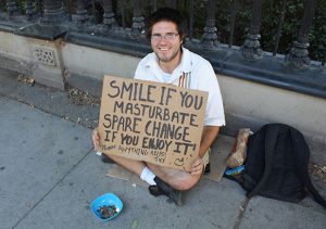 homeless signs masturbation