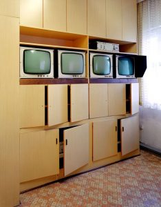 A wall of surveillance equipment in Hohenschönhausen, a prison in northeastern Berlin.Daniel & Geo Fuchs/courtesy Nikolaj Kunsthal