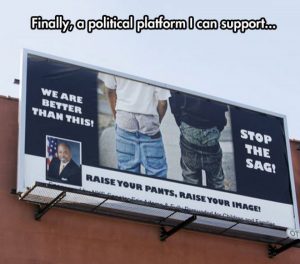 politician campaing slogan stop the sag sign