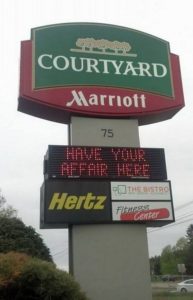 marriott courtyard affair here sign hotel tbb